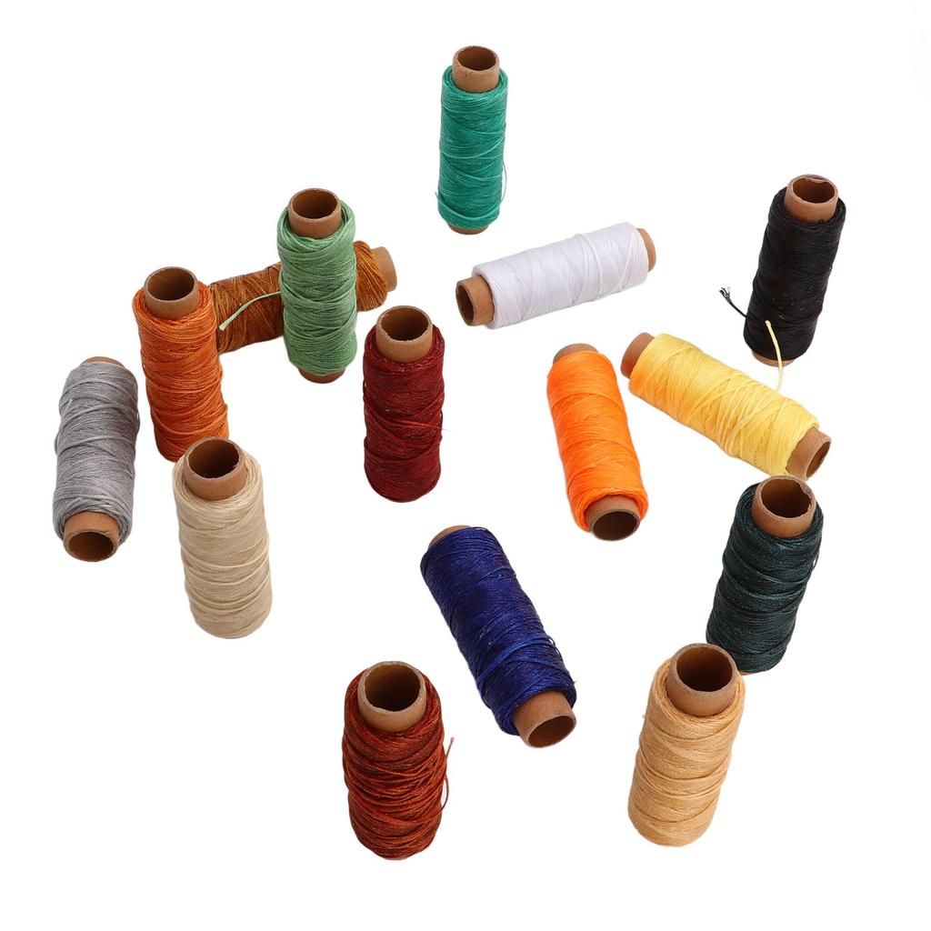 15pcs Waxed Thread 15 Colors 50 Meters Length DIY Making Leather Wax Coated Sewing Thread for Handwork Crafts