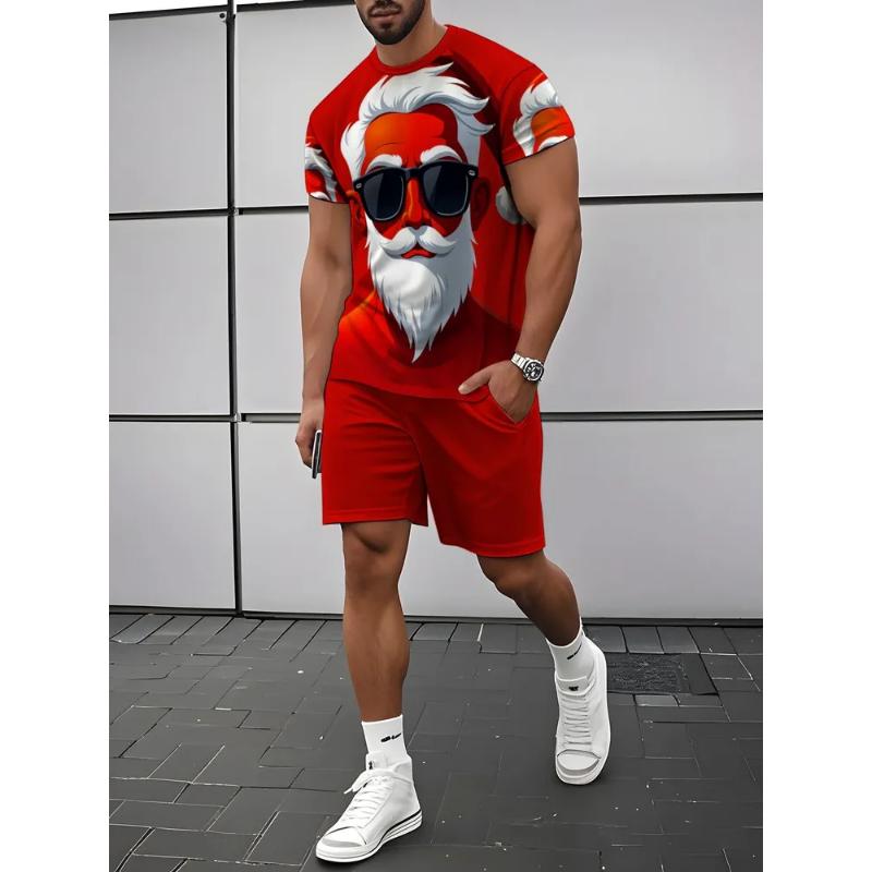 Fashion Men's Casual Suit T-shirt Shorts Two-piece Set Summer Simplicity