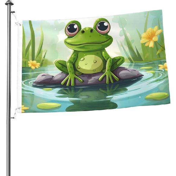 OUSIKA Flag 2x3 FT Garden Flag for Outside Frog in a pond Double Sided Holiday Flag Heavy Duty Large Banner with Brass Grommets Fade-Resistant