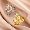 LIKGREAT Vintage Filigree Flower Wave Ring for Women Stainless Steel Aesthetic Rings Bohemian Amulet Jewelry Wedding Gift New