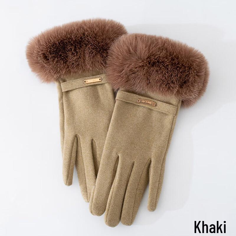 Three Dolphins Women's Winter Rabbit Fur Cycling Gloves