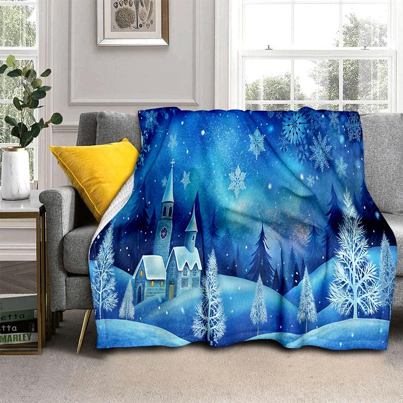 Cartoon Merry Christmas Santa Claus Christmas Tree Festival Gift Blanket,Soft Throw Blanket for Home Bedroom Bed Sofa Cover Kid
