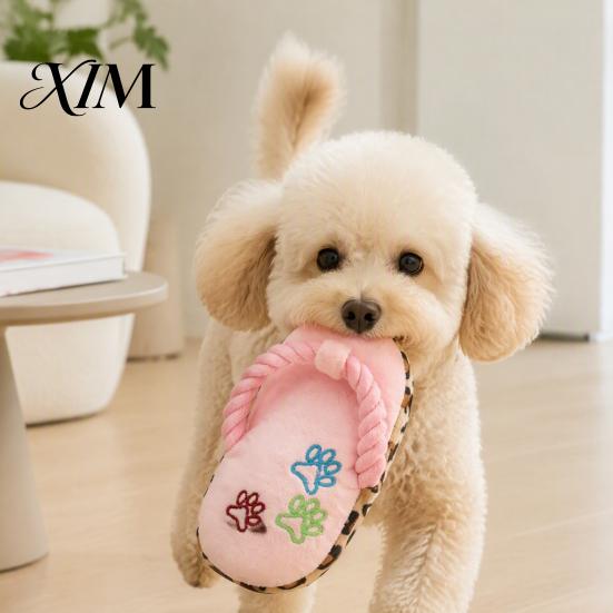 Puppy Teething Toys Slipper Dog Toys, Squeaky Crinkle Plush Toy for Small Medium Teeth Cleaning Dogs Dogs, Cute Shape Interactive Chew Boredom Relief