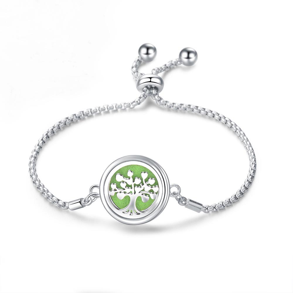 Edelstahl Lebensbaum Aromatherapie Armband - Verstellbar, Öffnungsbares Magnetdesign für ätherische Öle