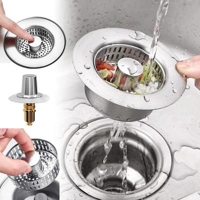 Kitchen Sink Drain Strainer Stainless Steel PopUp Sink Stopper Anti-Clogging Catcher Basket Odor Filter Plug Kitchen Accessories