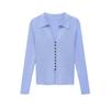 New European and American Style Fashion Simple and Versatile POLO Neck Knitted Long-sleeved Top