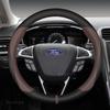 Suede Cow Leather Car Steering Wheel Cover Anti-slip 38cm For Ford Focus 2 3 4 MK1 MK2 MK3 MK4 Auto Interior Accessories