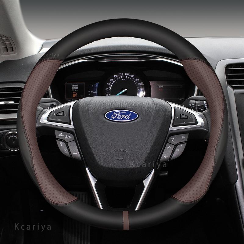 Suede Cow Leather Car Steering Wheel Cover Anti-slip 38cm For Ford Focus 2 3 4 MK1 MK2 MK3 MK4 Auto Interior Accessories