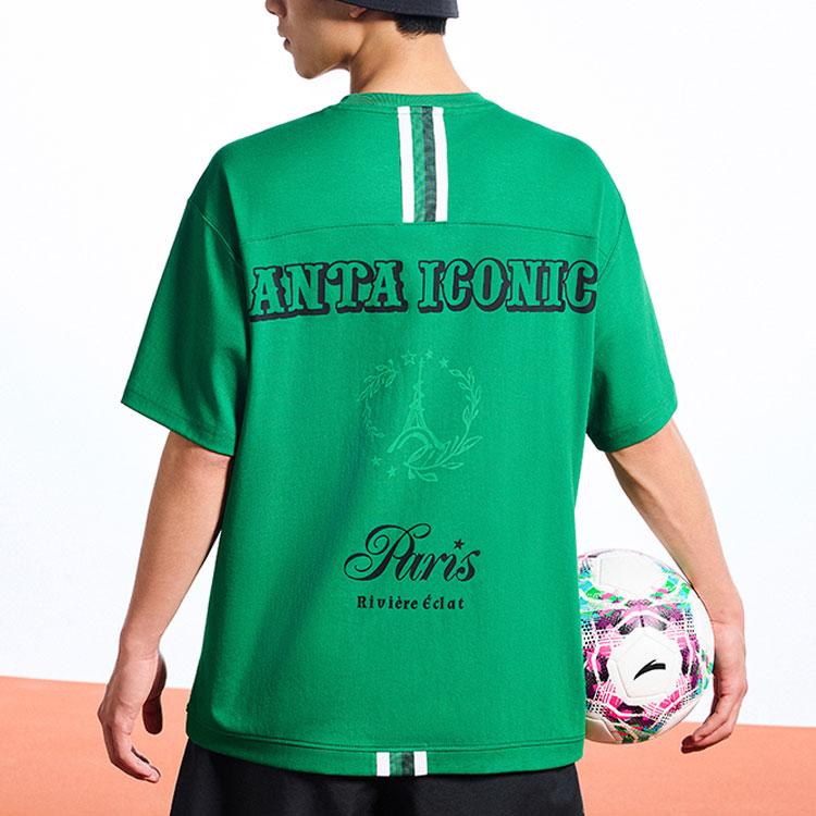 Anta Comfortable Breathable Letter Round Neck Short Sleeve T-Shirt Men Tops Ice-Porcelain-Green 152438131-4