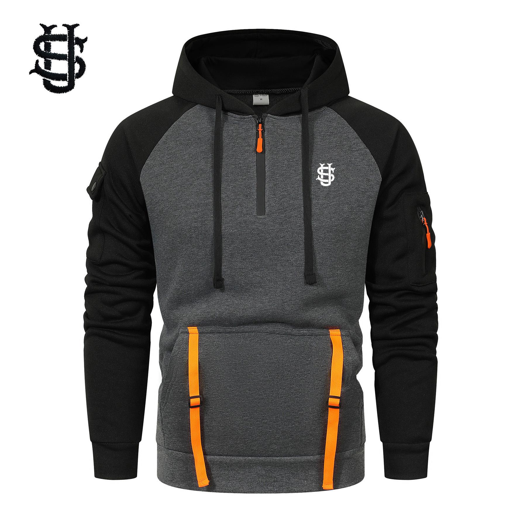 

Черный 2025 Осень/Зима Новый Пуловер Худи с Вышивкой Букв, Мужской Повседневный, с Несколькими Молниями и Карманом на Рукаве, Большой Худи для Занятий Спортом на Открытом Воздухе 3XL