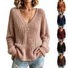 Women's Loose Slouchy V-Neck Sequin Open Knit Sweater Casual Long Sleeve Pullover Top for Fall Winter