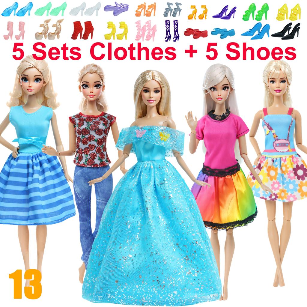 10 Stück/Set Mode-Outfits Ba Puppe Bie Hemd Hose Kleid Schuhe 11,5 Zoll Puppenkleidung Puppenhaus 11,8" 30cm 1/6 Puppenzubehör