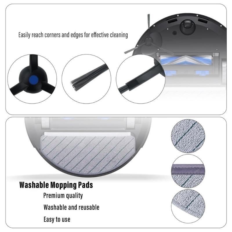 Sweeping Robot Side Brush Sweeping Robot Spare Part Mop Cloth Main Brush Replacement Accessories Plastic Texture