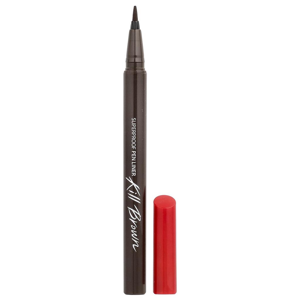Clio, Super Proof Pen Liner, Kill Brown, 02 Brown, 0.55 ml (0.01 fl oz)