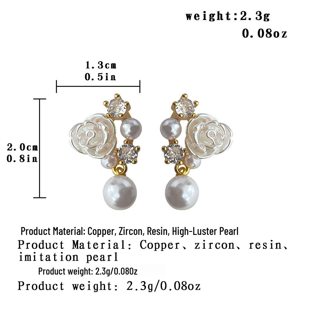 Французские Роскошные Серьги-Гвоздики с Цирконом и Жемчугом - Универсальный Нишевый Дизайн