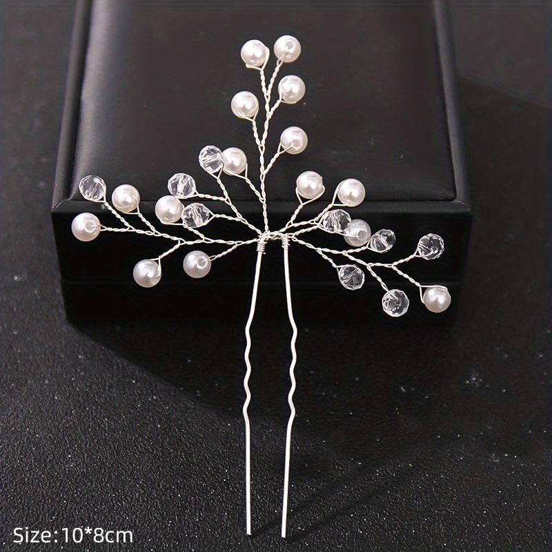 Fashion Crystal Pearl Rhinestone Hairpins Stick Hair Clip For Women Bridal Hair Accessories Party Wedding Hair Clips Jewelry