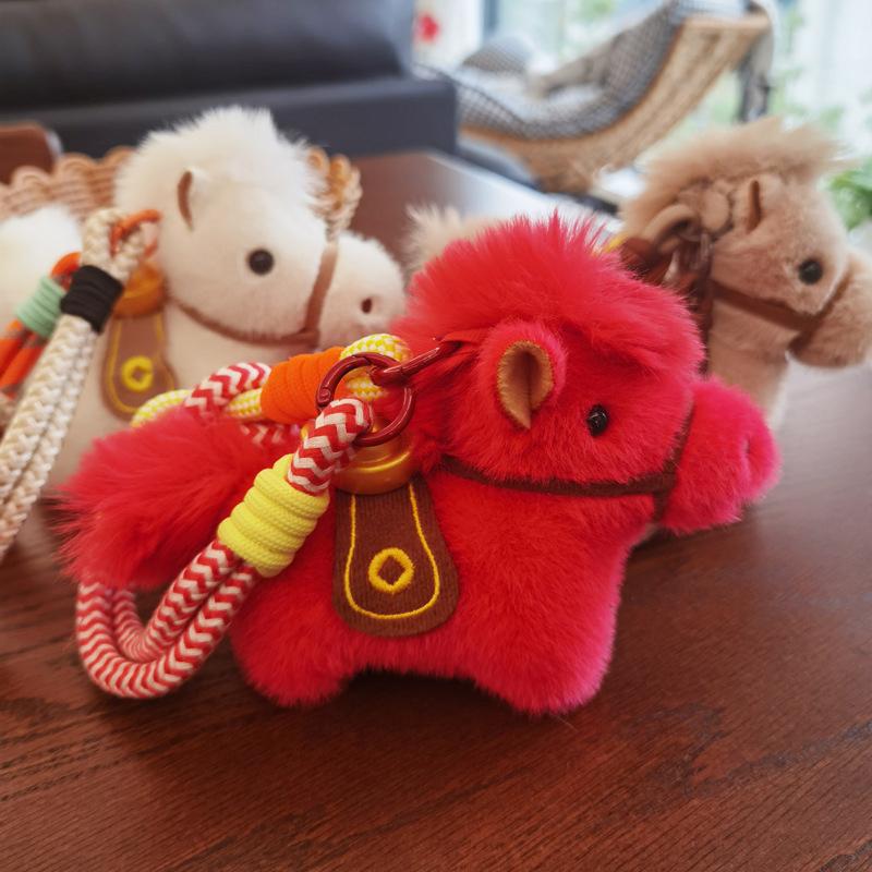 Cute Year Plush Keychain Bag Charm Doll Charm Miniature Horse Figurine