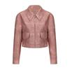 Kunstlederjacken für Damen, dünnes bauchfreies Top, kurze Jacke, lange Ärmel, Revers, Reißverschluss, Mantel, lässig, stilvolle Oberbekleidung
