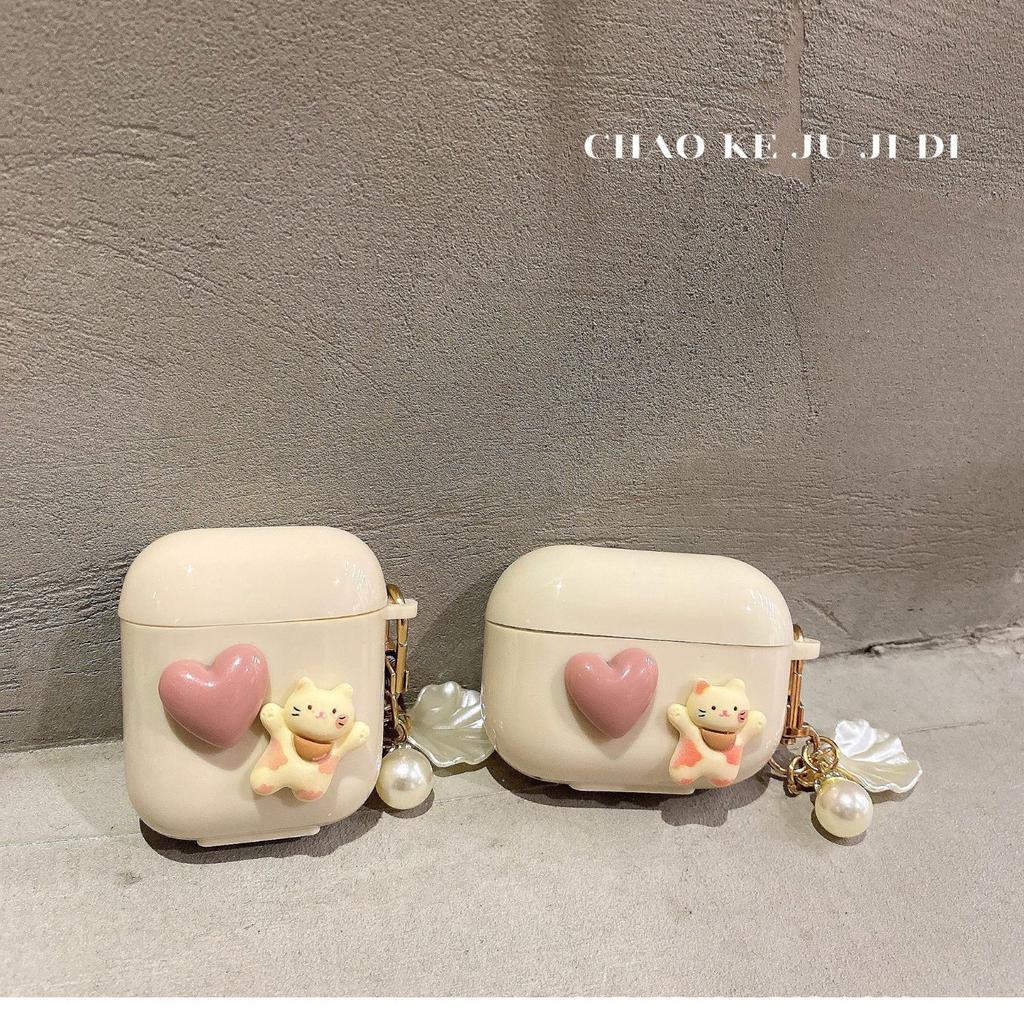 Apple bluetooth protective case earphone case for AirPods Pro cat love shell 1/1/1 generation cute ins
