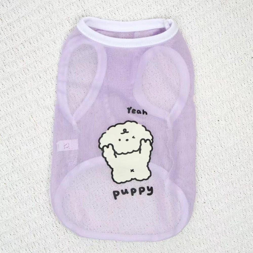 

Поліестеровий сітчастий жилет для собаки з милим собачим візерунком, пляжний одяг для домашніх тварин, нові футболки для цуценят, одяг для домашніх тварин L фіолетовий