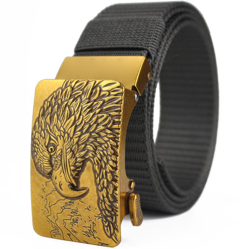 Belt, Men's Automatic Buckle Toothless Business Casual Men's Belt, Young People's Personality Trendy Nylon Canvas