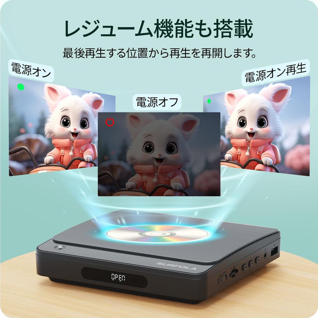 Surfola DVD Region HDMI USB Speicher Kopfhörer Inklusive HDMI Fernbedienung und Japanische Anleitung Unterstützt keinen Player, Kostenlos, DVD/CD Wiedergabe, Verbindung,