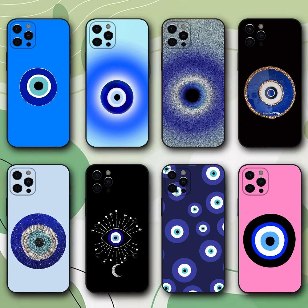 Turkish Lucky Blue Evil Eye Phone Case For iPhone 15,14,13,12,11,Pro,X,XS,Max,XR,Plus,Mini Soft Black Cover