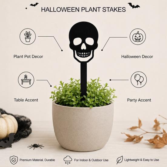 Halloween Gartenstecker 5 Stück Pflanzstecker, Acrylschild für Außenbereich Garten Rasen Hinterhof, Pflanzen Dekorationen Geisterhaus Schwarze Katze Silhouette Kunst Dekor