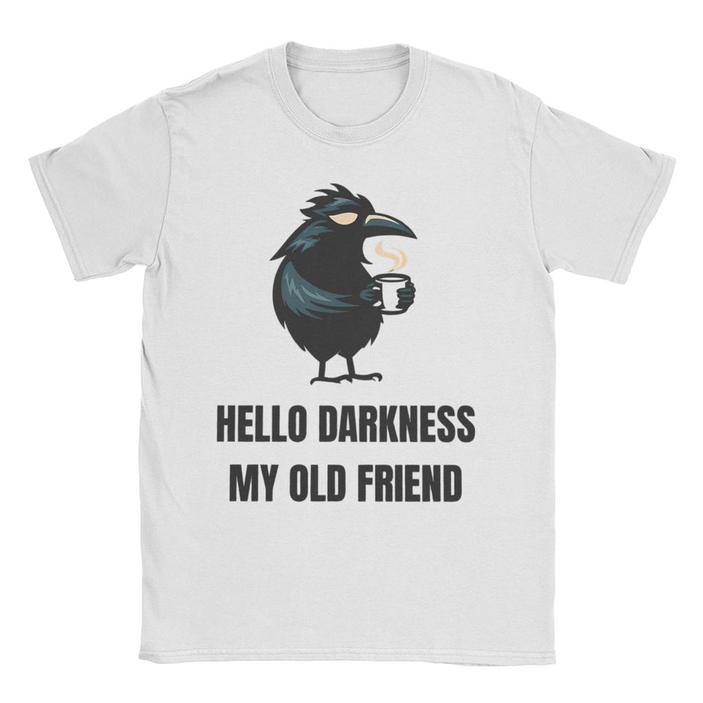 Hello Darkness My Old Friend Huntrix for Men Women T Shirts Crow Kpop Demon Hunters Novelty Tees T-Shirts Pure Cotton Clothes