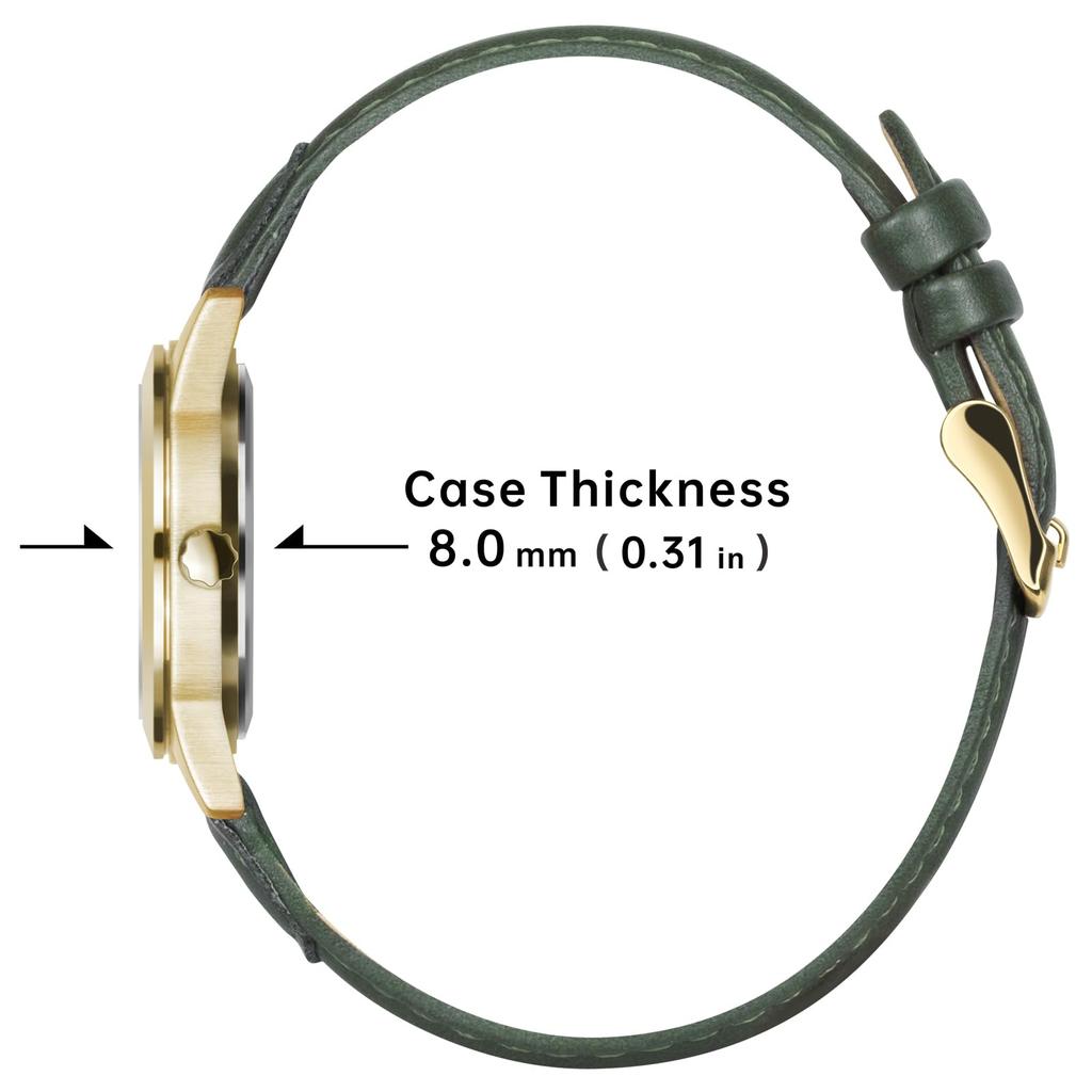 PINDOWS Women's Watch, Elegant Analog Quartz Design with Leather Strap, Waterproof Fashion Dress Watch with Luminous Dial for Easy Reading