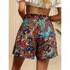 Women's Summer Printed Wide-Leg Lace-Up Shorts, Fashionable and Elegant Vacation Beach Skirt Women's Beach Vacation Printed Mini Skirt