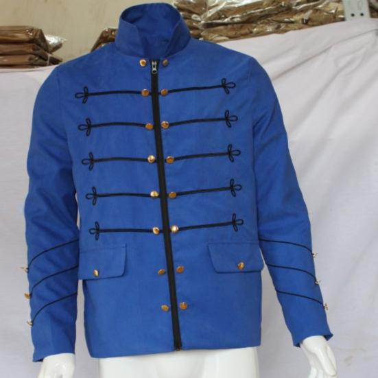 Men Gothic Jacket Embroidered Buttons Stand Collar Rock Frock Coat Vintage Punk Slim Fit Outwear Cosplay Costume
