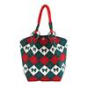 Embroidered Bow Vintage Handbag Large Capacity Bucket Tote Bag Portable Large Capacity Women's Travel Shoulder Bag CLE