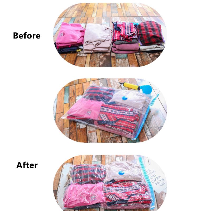 9 Size Vacuum Storage Bags Manually Saving Organizer BagPump Space Saver Universal Compressed Clear Seal Pratical  Unique