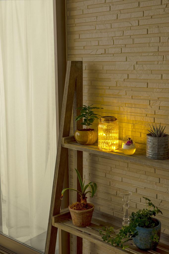 Takasho Solar Outdoor Fairy Mason Champagne Garden Gentle Stainless Light, Jar, Gold, Gold, Light, Waterproof, Sparkling, Light, Glass, Steel,