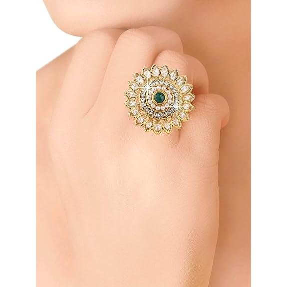 Latest Traditional Collections Copper and Cubic Zirconia Classic Cocktail Ring for Women & Girls