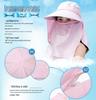 Women's Sun Hat with Face Covering - UV Protection, Wide Brim, Ideal for Outdoor Activities and Cycling.