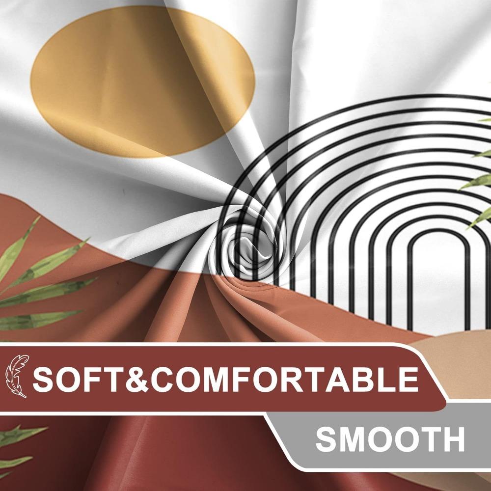 Boho Shower Curtain With Hooks Arch Sun Rainbow Green Leaves Mid Century Shower Curtain Washable Bathroom Decor 72X72Inch