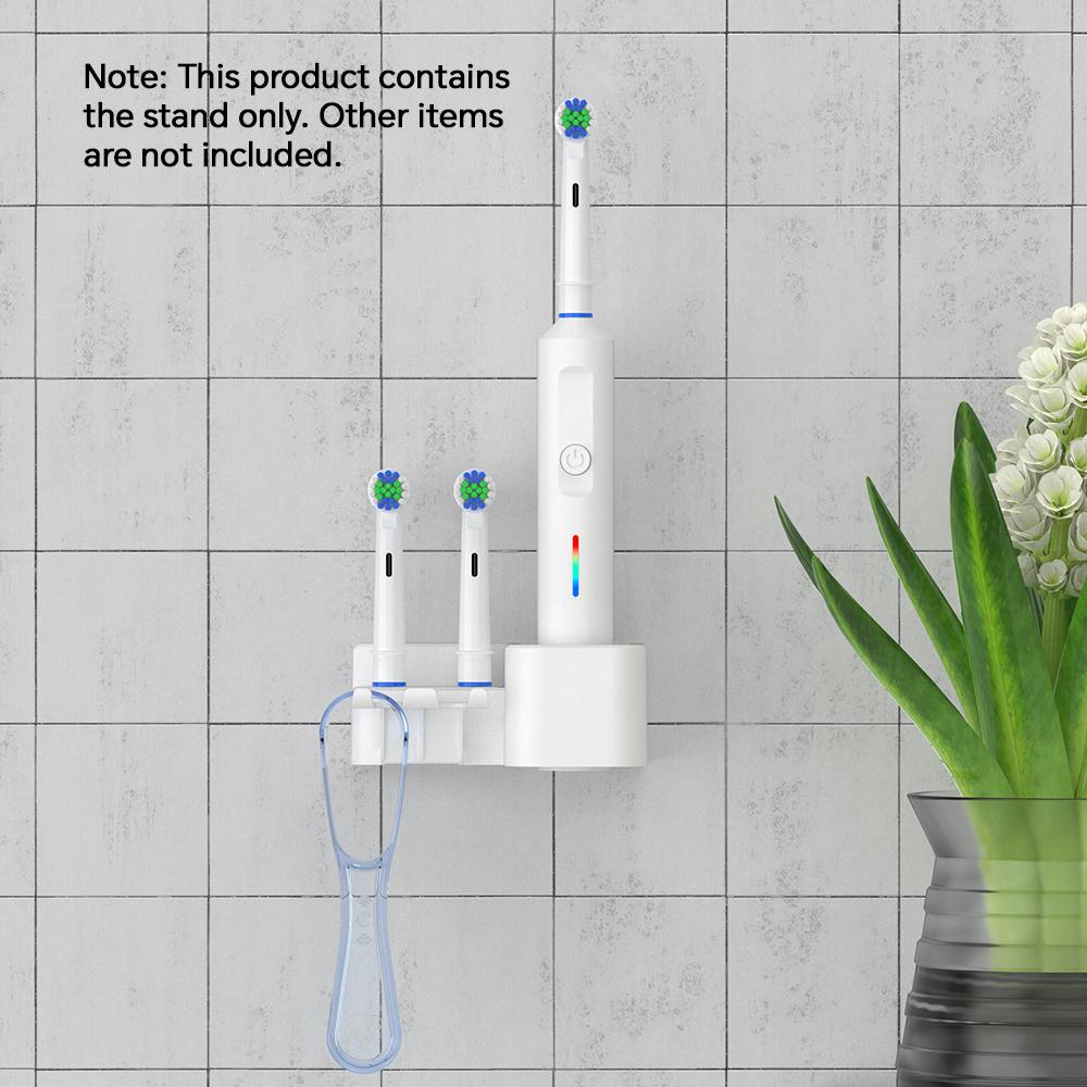 Self Adhesive Toothbrush Organizer & 4 Brush Heads Dustproof Protective Covers Set, Compatible with Oral B Electric Toothbrushes