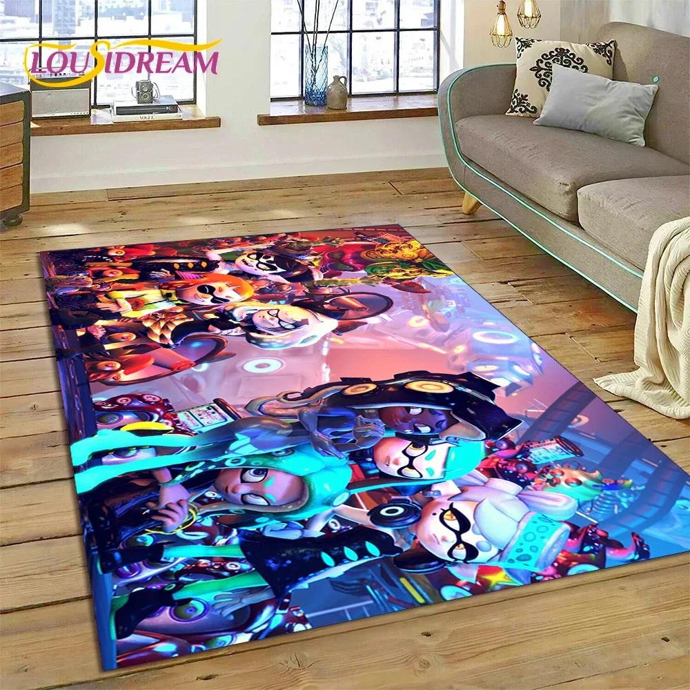 Splatoon3 PC Gamer Kreskówka Gra Dywanik do Sypialni Salonu Domu Dekoracja Sofy,Gra dla Dzieci Duży Dekor Mata Podłogowa Prezent