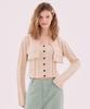 Deliccent Ribbed Sleeveless Bolero Set [Beige]