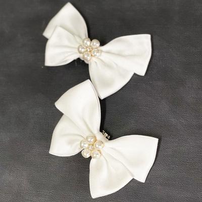 2 Τεμάχια Κομψή Πόρπη Παπουτσιών με Φιόγκο και Πέρλες Κλιπ Παπουτσιών Γυναικείες Αφαιρούμενες Διακοσμητικά για Παπούτσια Γάμου Charms Χειροτεχνίες DIY