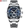 Curren Herrenuhr Blaues Zifferblatt Edelstahlarmband Datum Herren Business Herrenuhren Wasserdicht Luxus Herren Armbanduhren für Herren
