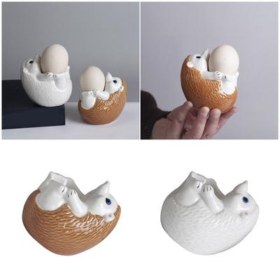 Ceramic Hedgehog Shape Egg Holder Cup For Breakfast Fun Family Moment Multifunction Succulent Pot Bonsais Planter Decors