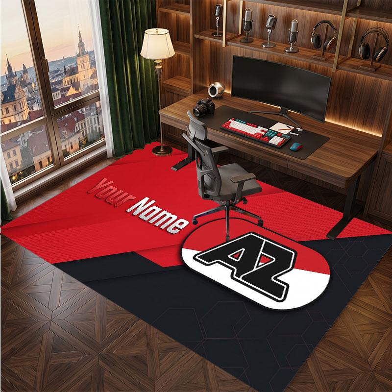 AZ Alkmaar Custom Crystal Velvet Rug, Personalized Name Text Print, Football Logo Soft Non‑Slip Floor Mat Home Decor Gift