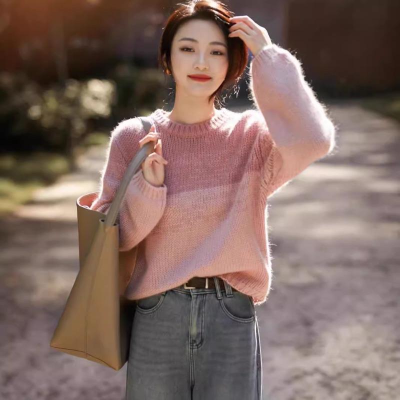 Autumn New High-end Loose Lazy Wind Sweater Women's Retro Knitted Sweater Wear Women's Top