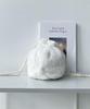 AS KNOW AS plus ASKNOWASPLUS Soufflé Animal Drawstring Pouch, Off-White, Fluffy, Cute, Animal Design