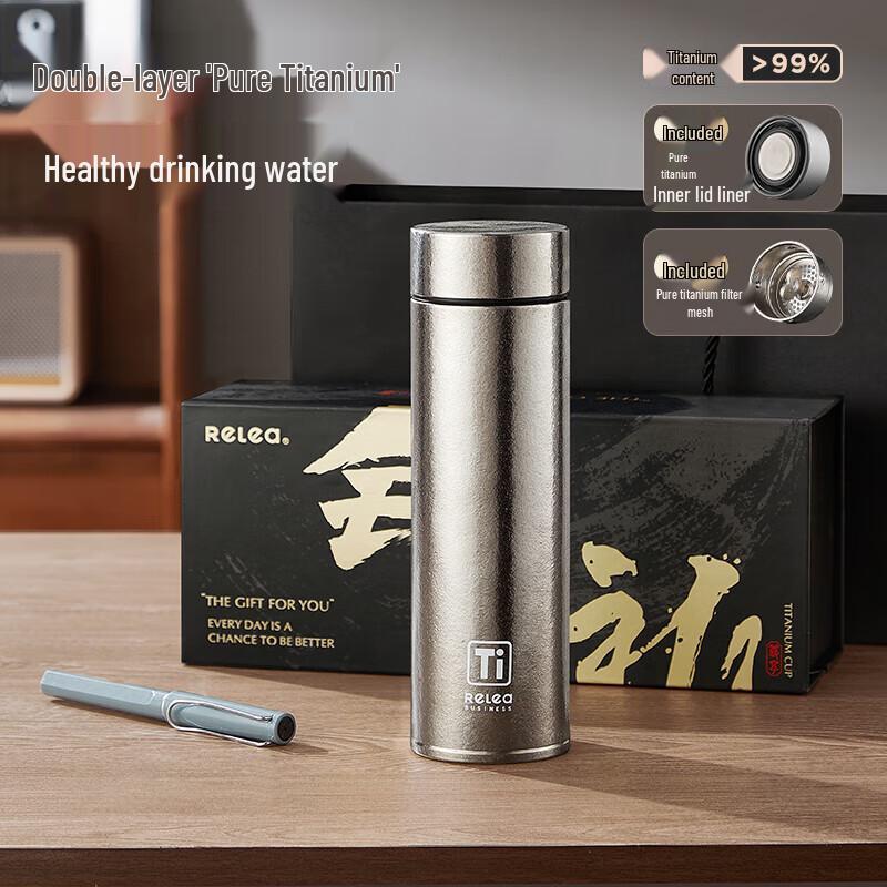 RELEA Men s Pure Titanium Insulated Tea Tumbler