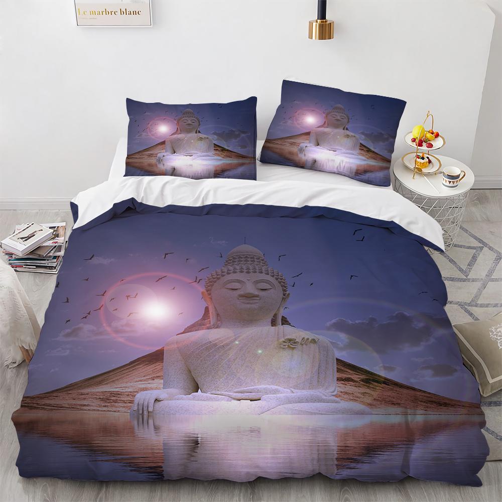 3D Buddha Print Bedding Set Meditation Duvet Covers With Pillow Cover Case Home Decor Bed Clothes Double Queen King Size
