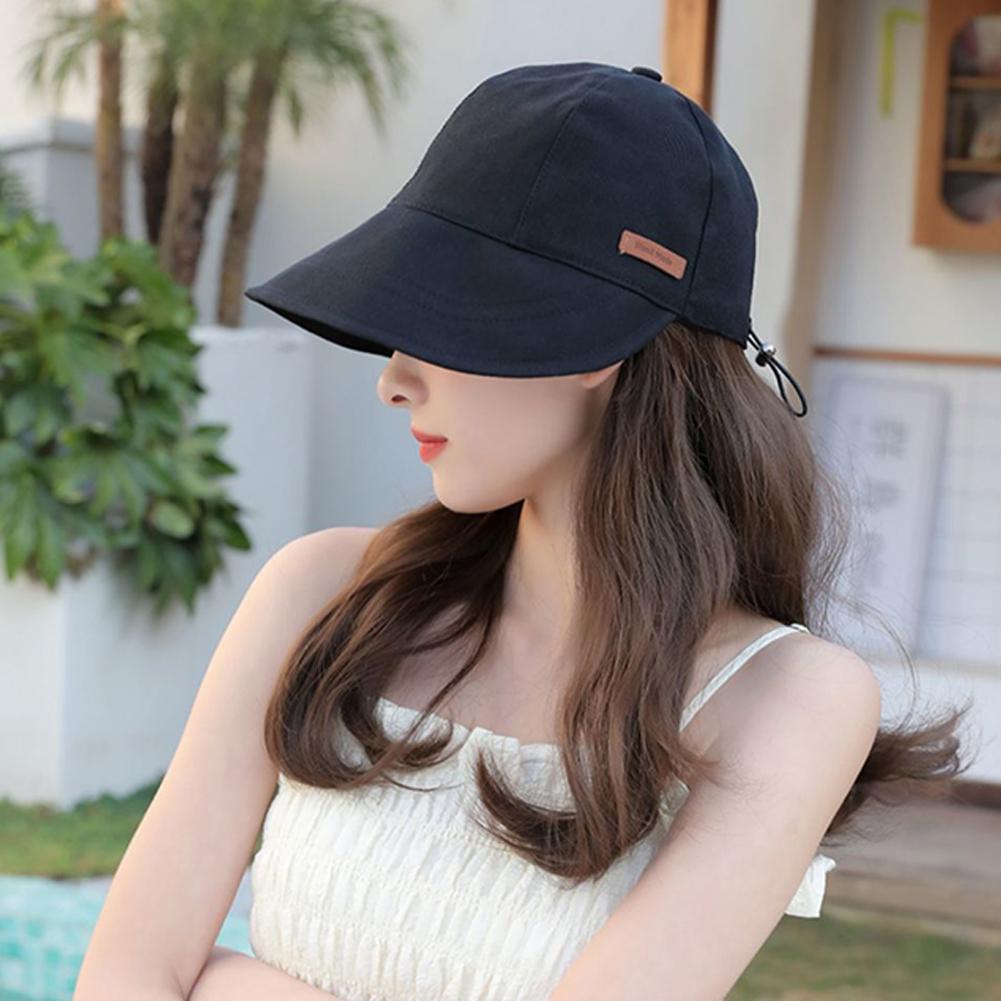 Plain Sun Hat Spring And Summer UV Sun Protection Black Large Brim Hat Fishing Climbing Beach Style